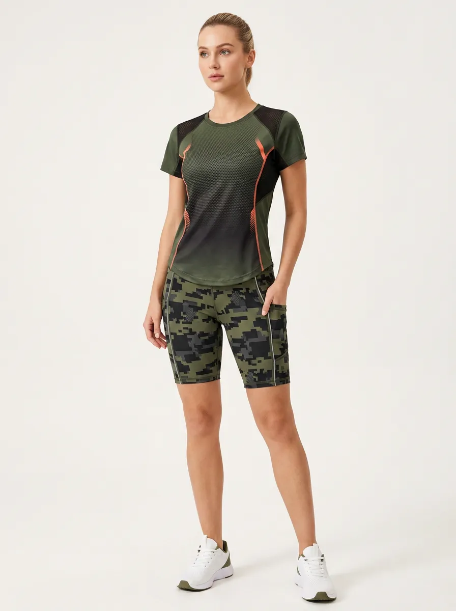 Women's Fitness Enthusiast Digital Camo Printed Activewear Set