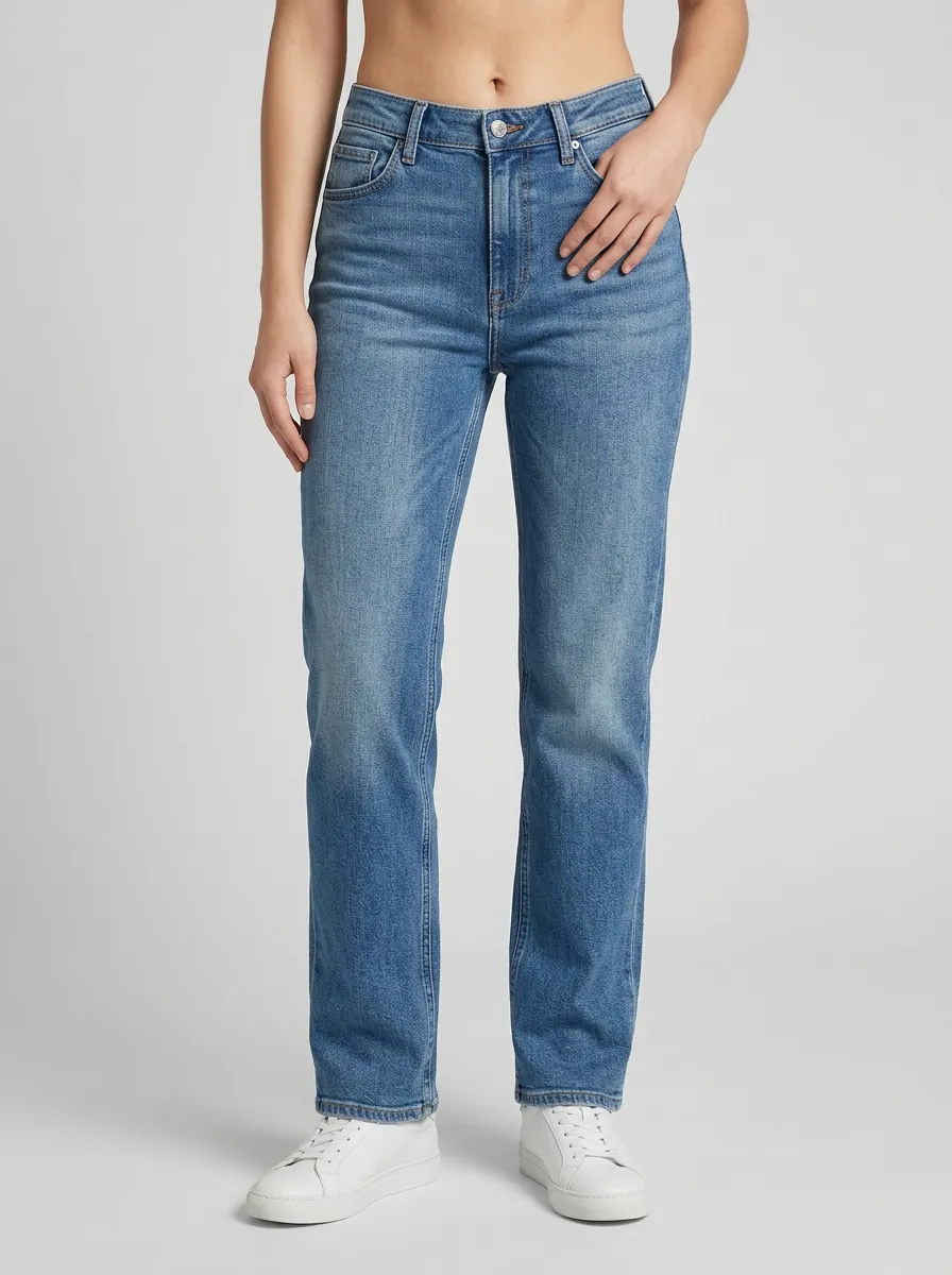 Jeans with Straight Leg Relaxed Detail