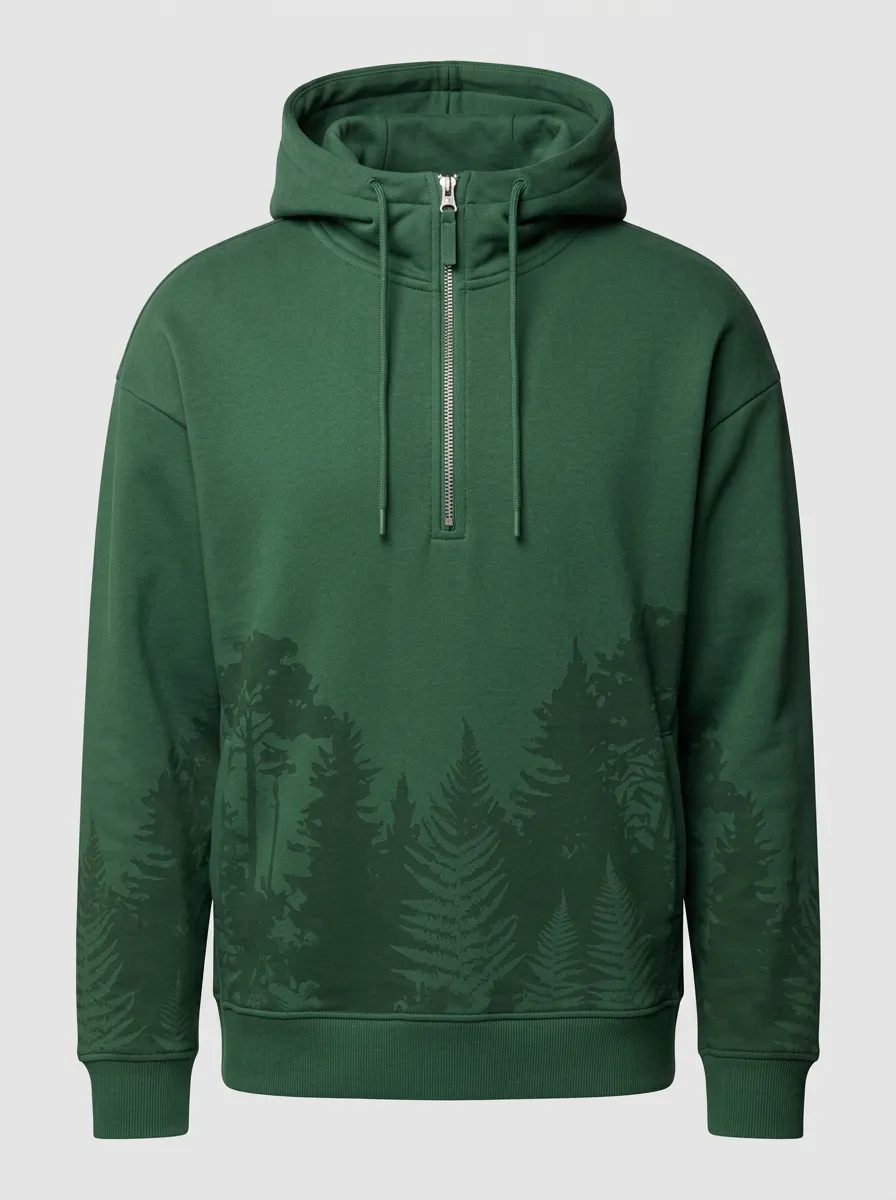 Men's Forest Landscape Graphic Quarter-Zip Hoodie
