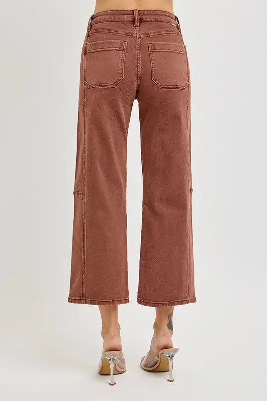 High Rise Crop Wide Barrel Jeans