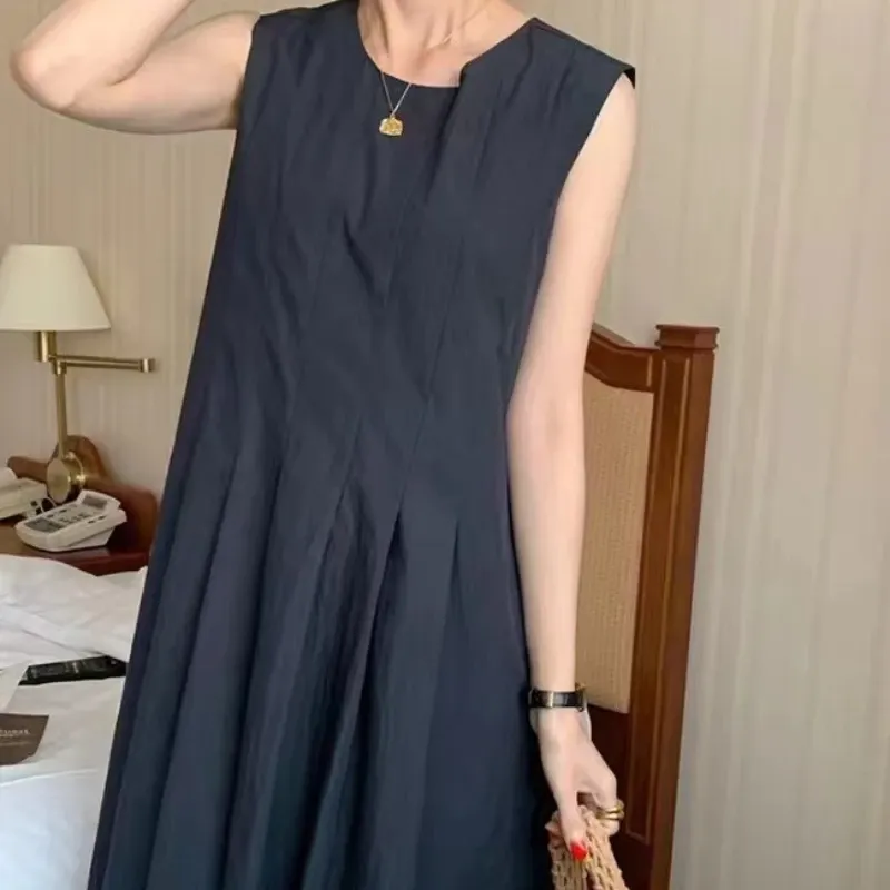 Sleeveless Pleated A-Line Dress