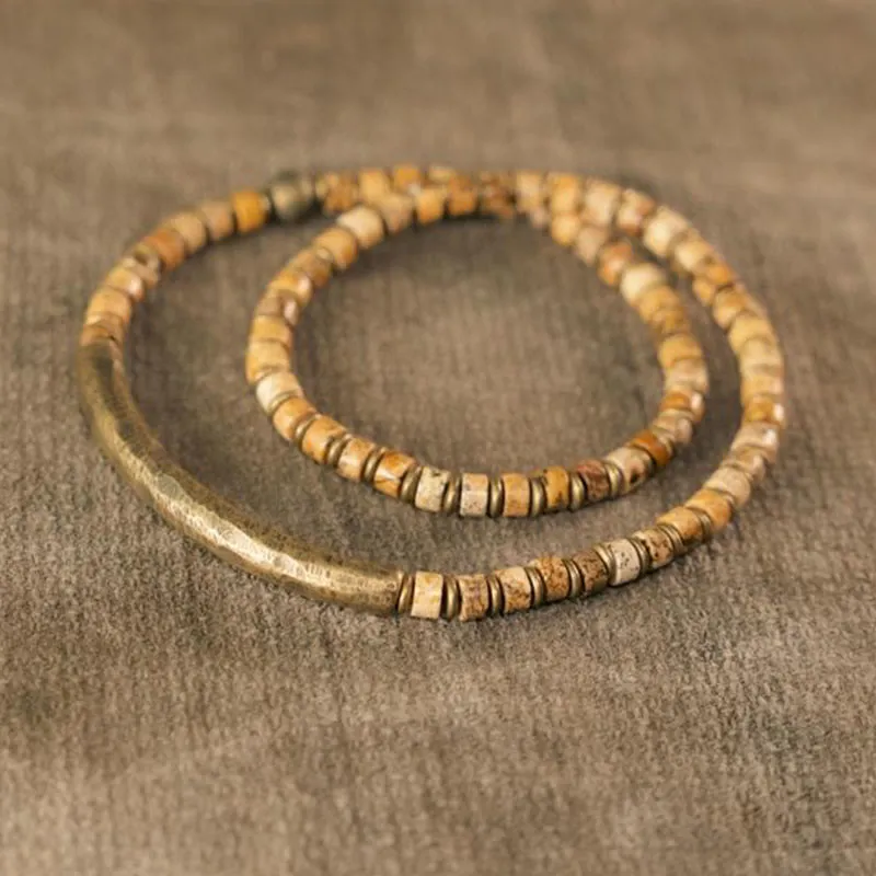 Sodalite Picture Jasper Point Stone Bracelet