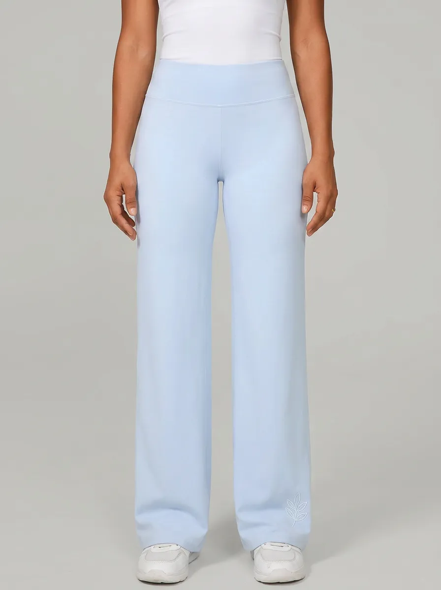 Women's Classic Flexible Leaf Printed Mid Rise Straight Leg Pants