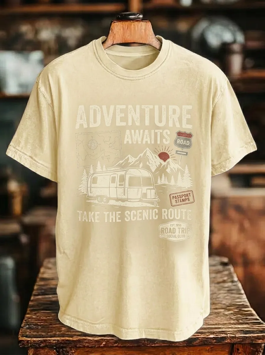 Unisex Adventure Lover Camper Van Mountain Printed T-shirt