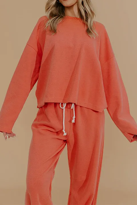 Weekend Away Knit Sweatshirt In Coral