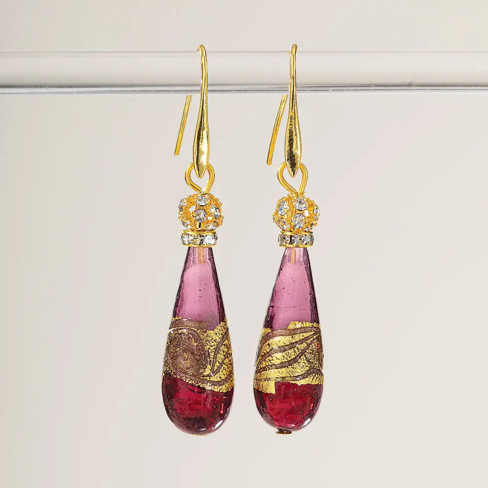 Sculpted Glass Teardrop Earrings