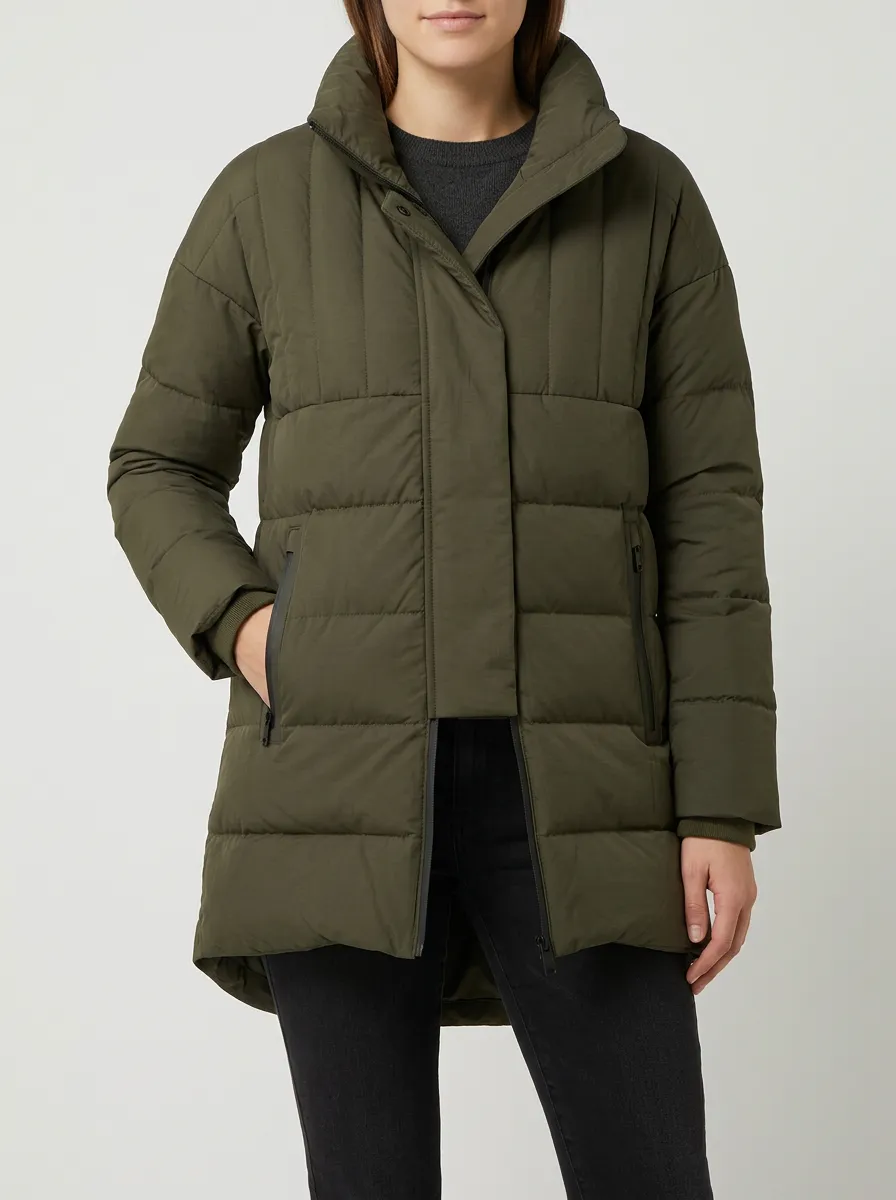 Women's Olive Quilted Padded Puffer Jacket