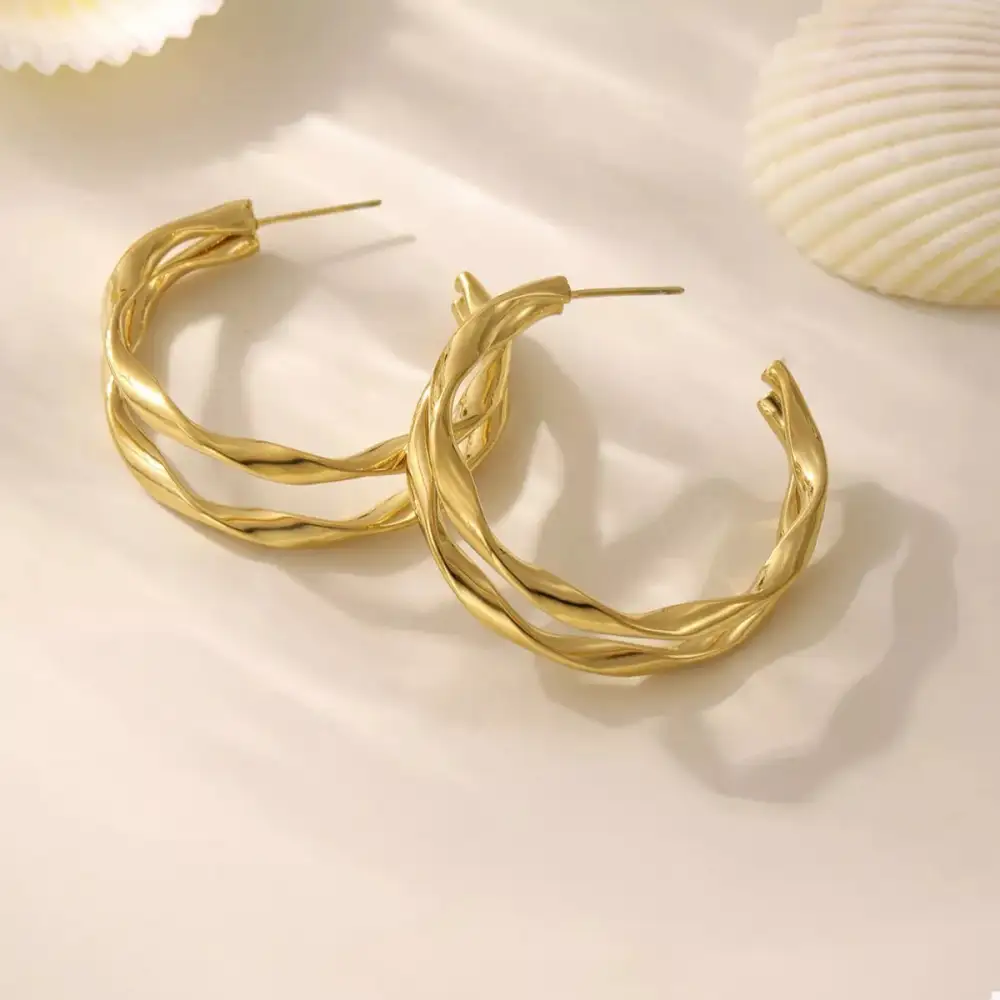Chunky Twisted Hoop Earrings