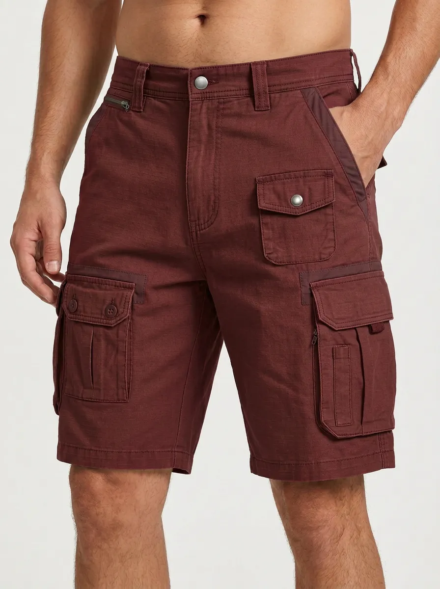 Men's Multi-Pocket Flap-Pocket Cargo Shorts