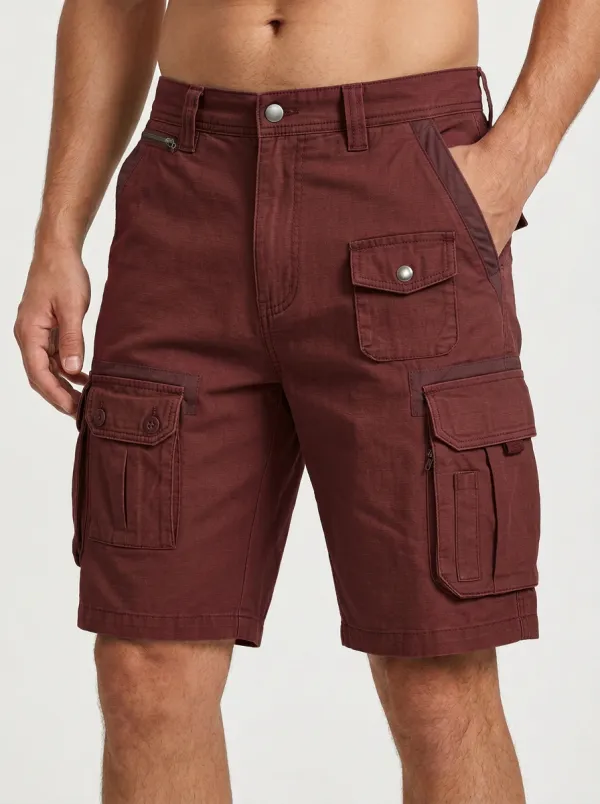 Men's Multi-Pocket Flap-Pocket Cargo Shorts