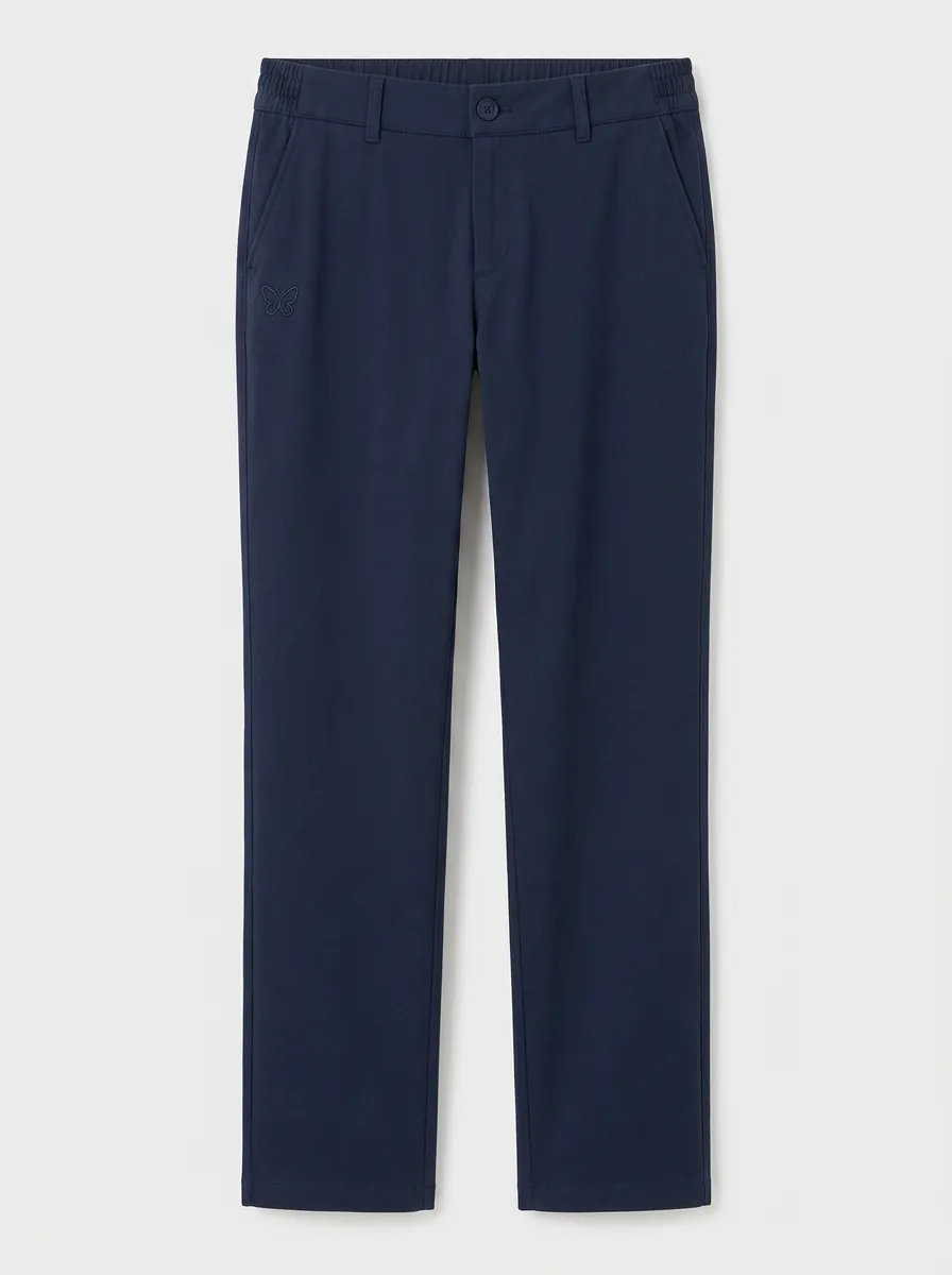 Women's Butterfly Emblem Mid-Rise High-Stretch Straight-Leg Pants