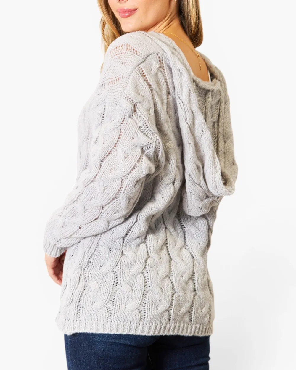 Cable Knit Hooded Sweater