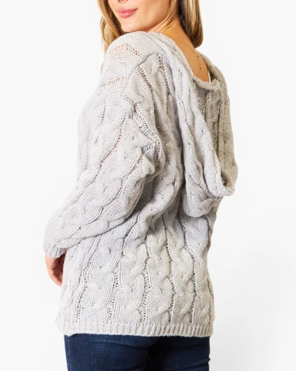 Cable Knit Hooded Sweater