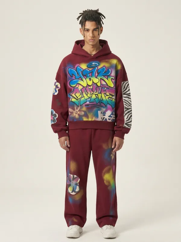 Unisex Echo Graffiti Zebra Floral Graphic Hoodie