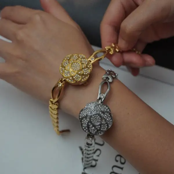 Vintage Women S Pave Flower Watch Camellia Watch