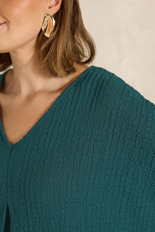 Teal Green Pleat Front Swing Top detail 3