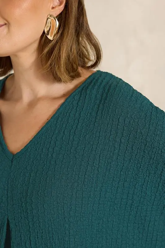 Teal Green Pleat Front Swing Top