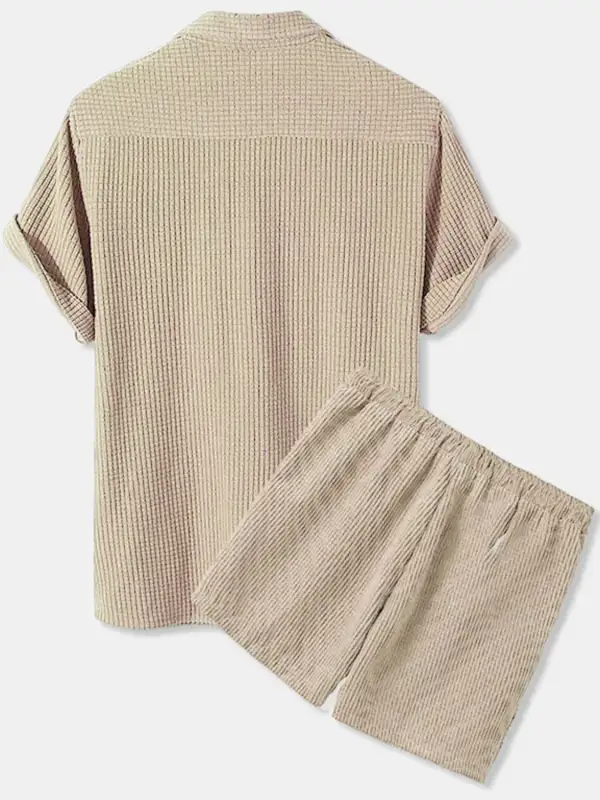 Button Detail Short Sleeve Top And Shorts Set