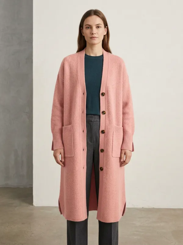 Women's Herringbone Minimal Knit Cardigan