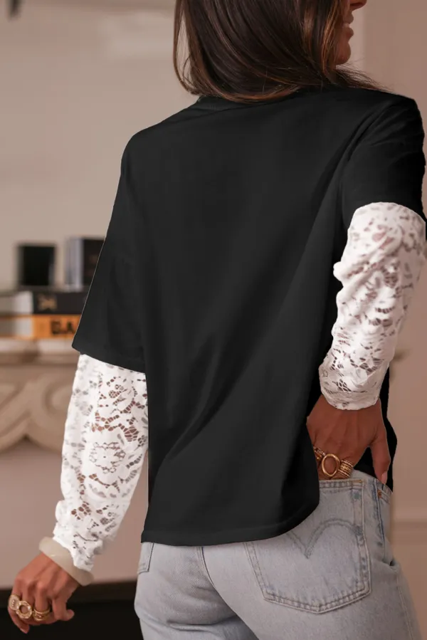 Black Lace Long Sleeve Insert Tee