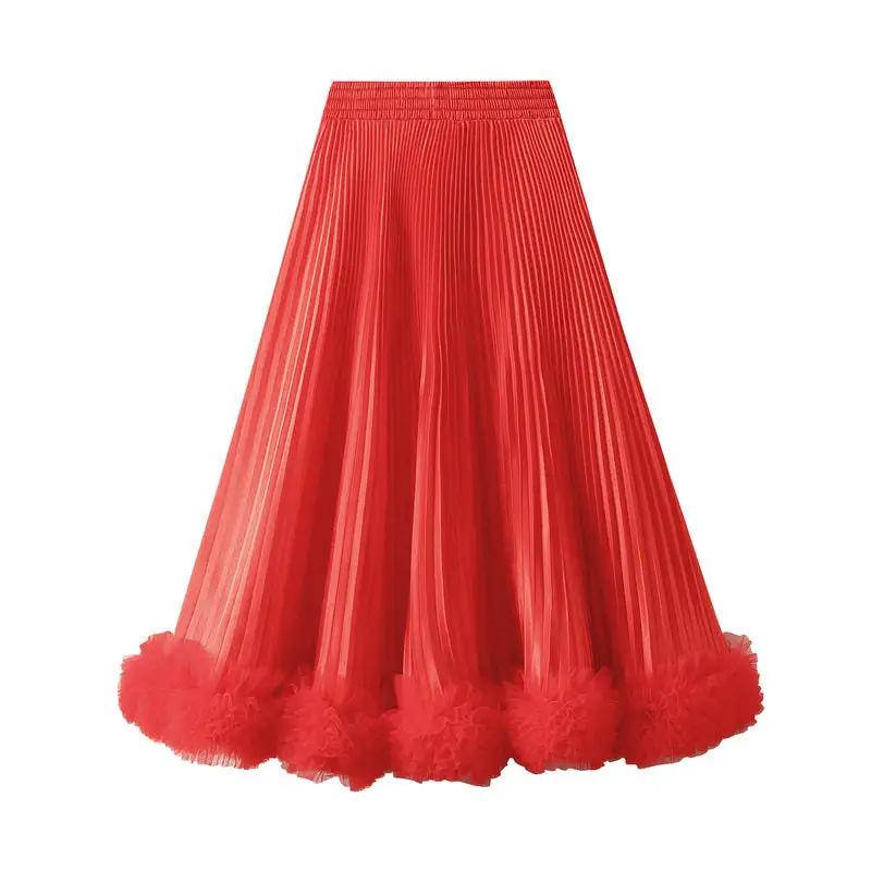 Comfort A-Line Midi Skirt With Ruffled Hem