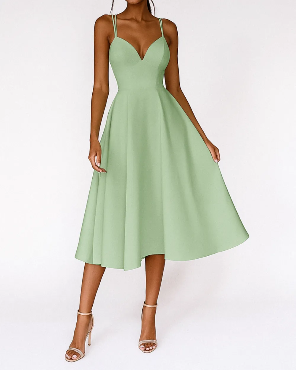 Formal V Neck Occasion Midi Dress