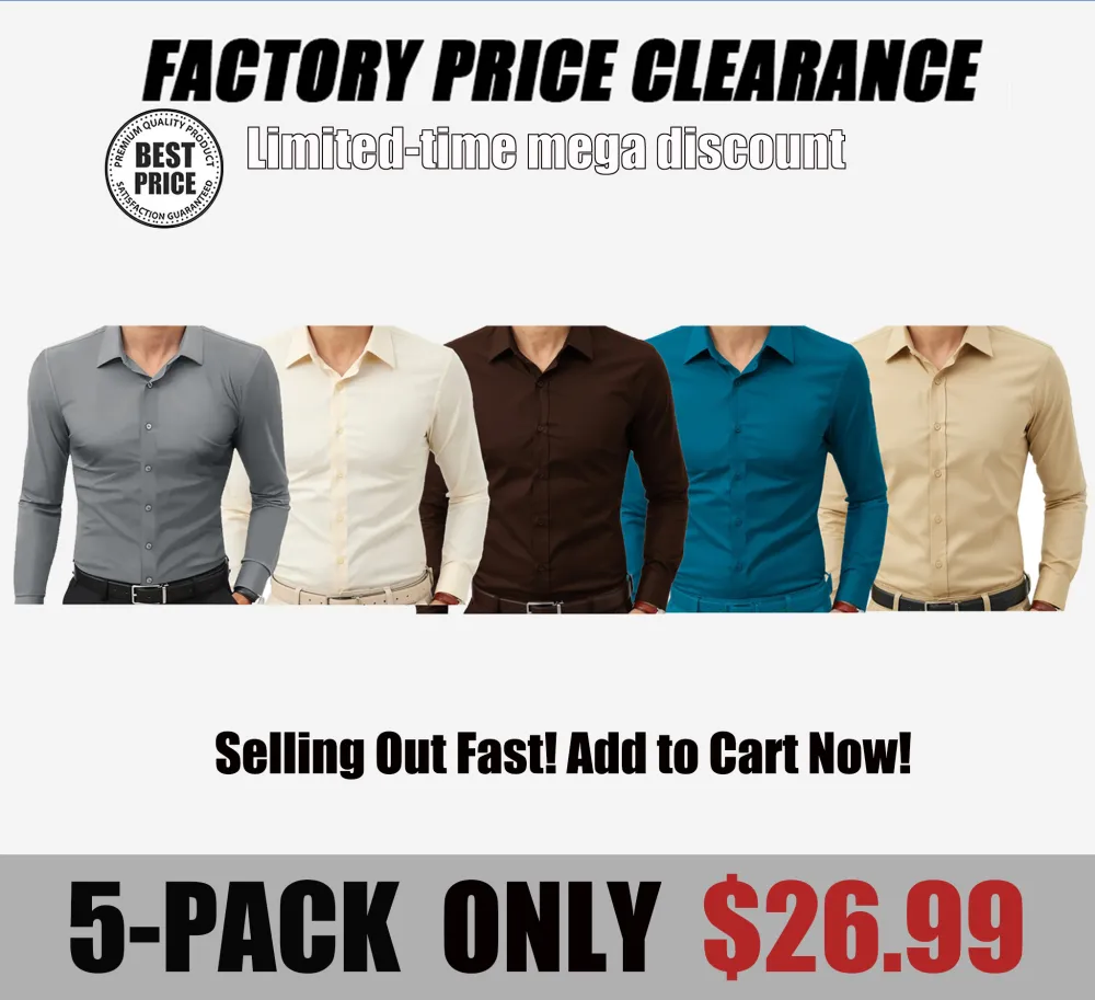 Gentle Dress Shirts 16-Way Stretch Slim Fit Long Sleeve Button Down Business Casual Shirts Wrinkle Free Traveler Shirts Top Menswear