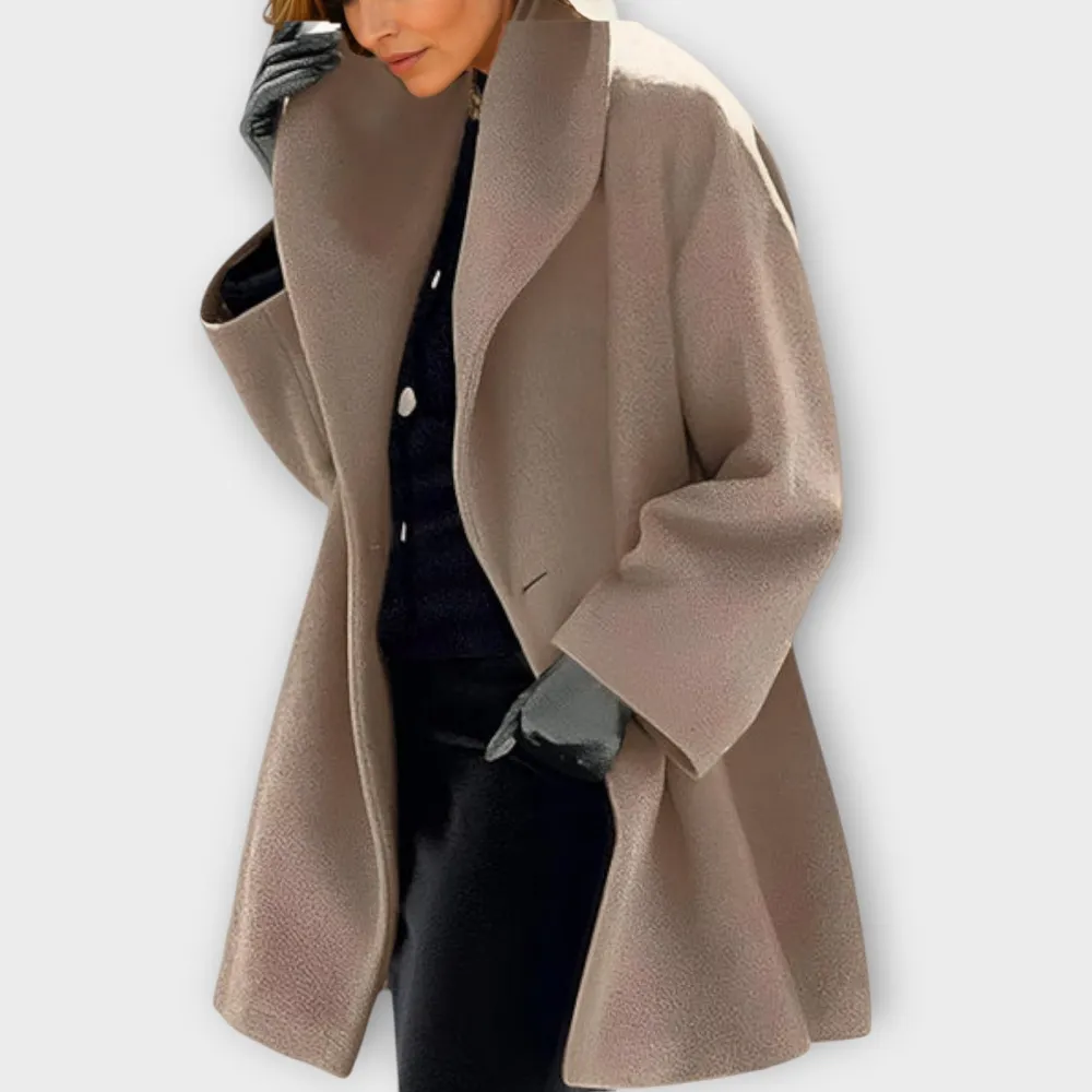 Wool Blend Shawl Collar Tailored Coat