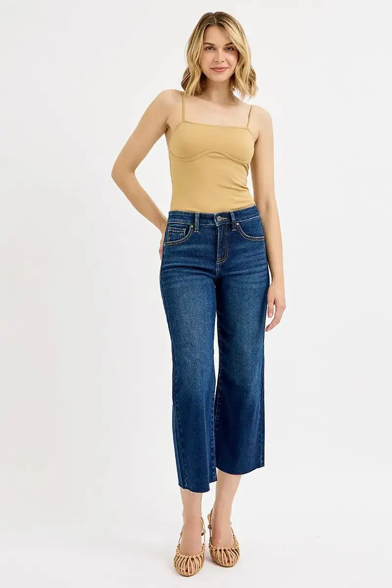 Clean Line Denim High Rise Wide Leg Pocketed Jeans
