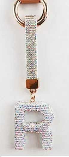 Polished Crystal Initial Charm Keychain