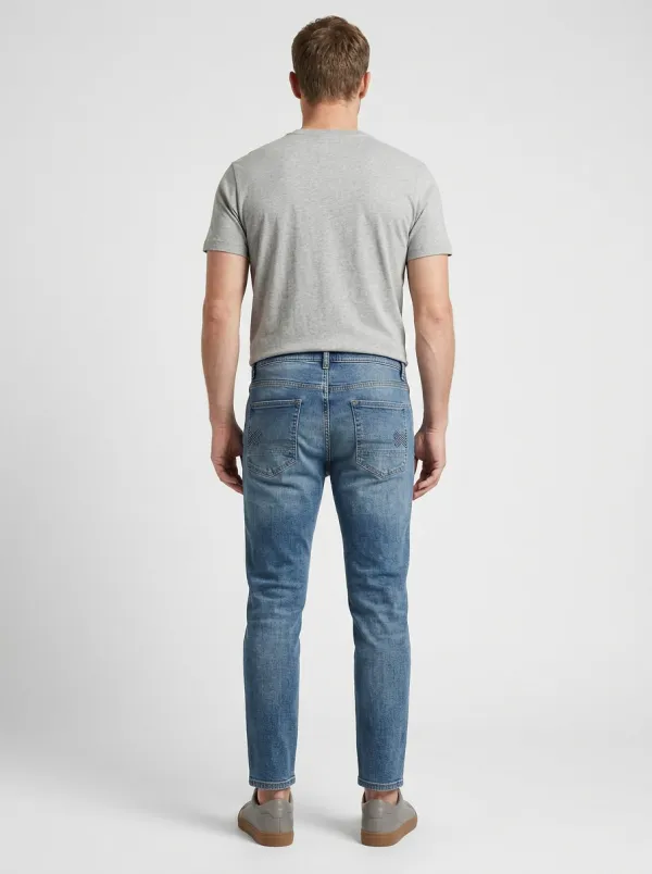 Men's Casual Drawstring Waist Distressed Stretch Jeans