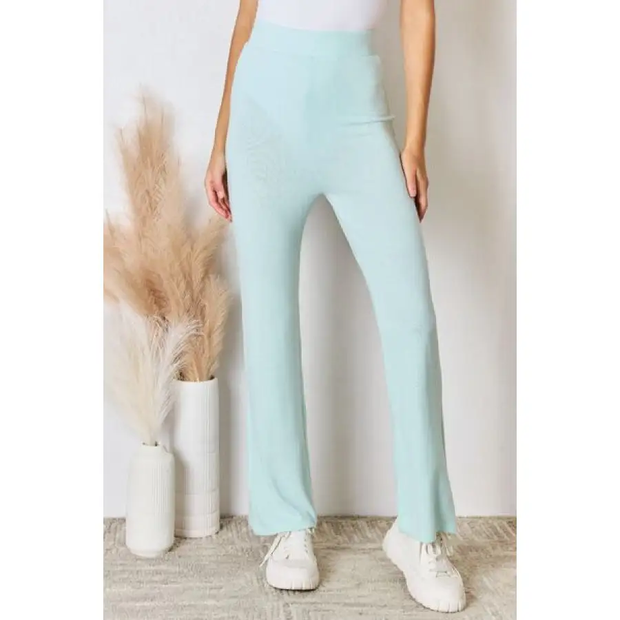 Classic  Full Size High Waist Ultra Soft Knit Flare Pants