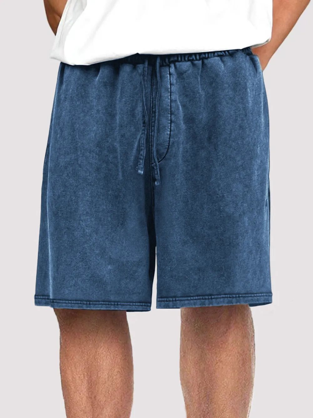 Garment Washed Drawstring Shorts