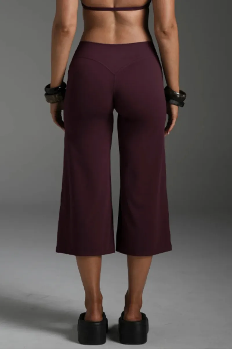 High-Waist Wide-Leg Running Capri Trousers