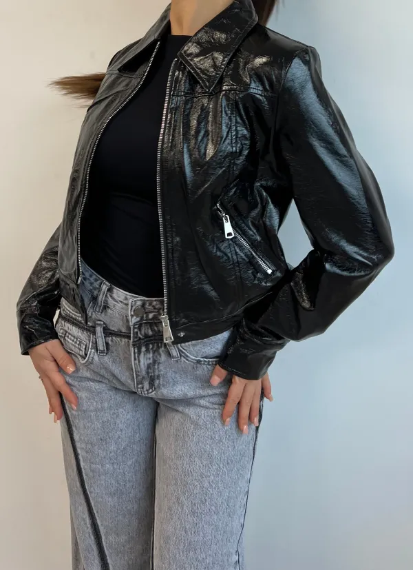 Glossy Vinyl Zip Jacket