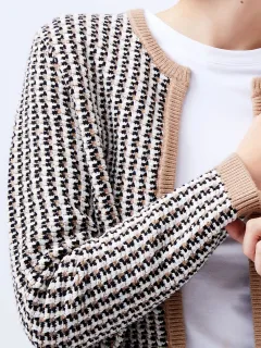 Stylish Textured Crewneck Cardigan