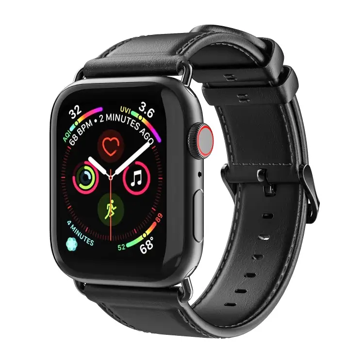 Genuine Leather Watch Strap for Watch Ultra 2 49 mm - Black