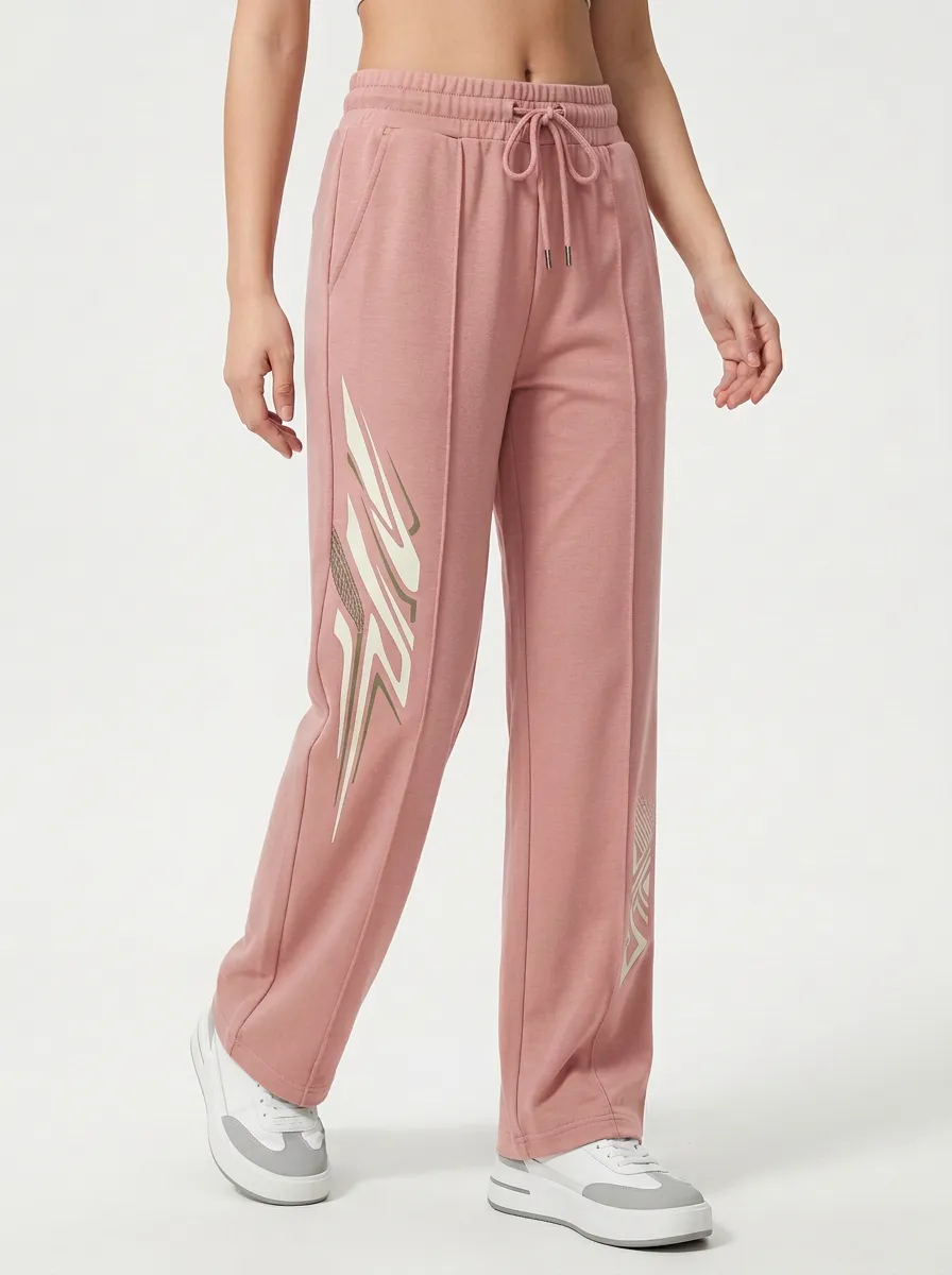 Women's Charcoal Graphic Print Straight-Leg Sweatpants