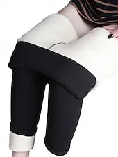 Women's Fleece Lined Leggings Leggings Cozy Fleece Lined Fashion Comfort Full Length High Waist Letter Patchwork Thermal Warm Soft Breathable Micro-elastic Casual Daily Outdoor Black Gray Fall Winter