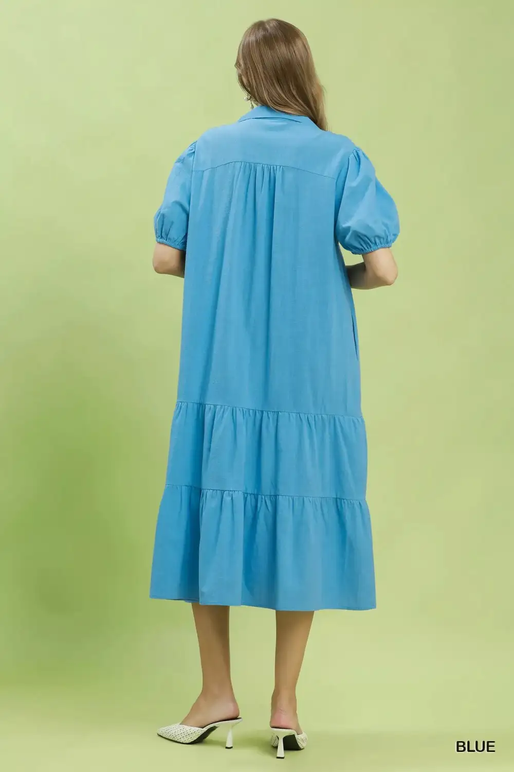 Solid Tiered Midi Dress