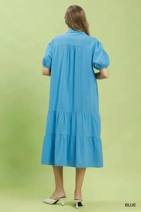 Solid Tiered Midi Dress