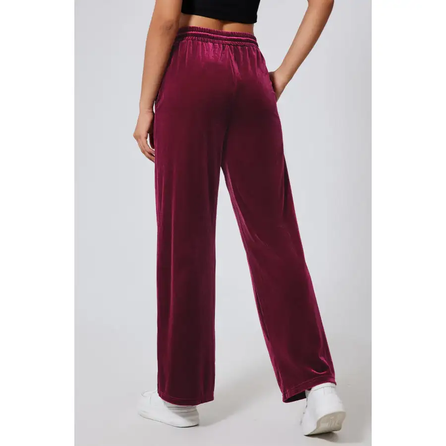 Drawstring Elastic Waist Straight Leg Pants