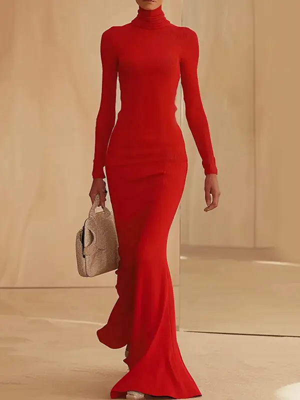 Skinny Long Neck Maxi Dress