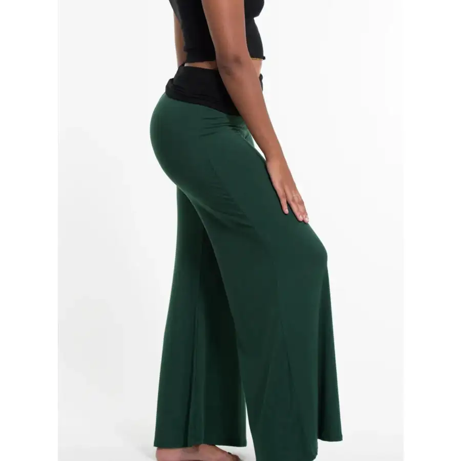 High Waisted Wide Leg Yoga Pants with Contrast Waistband