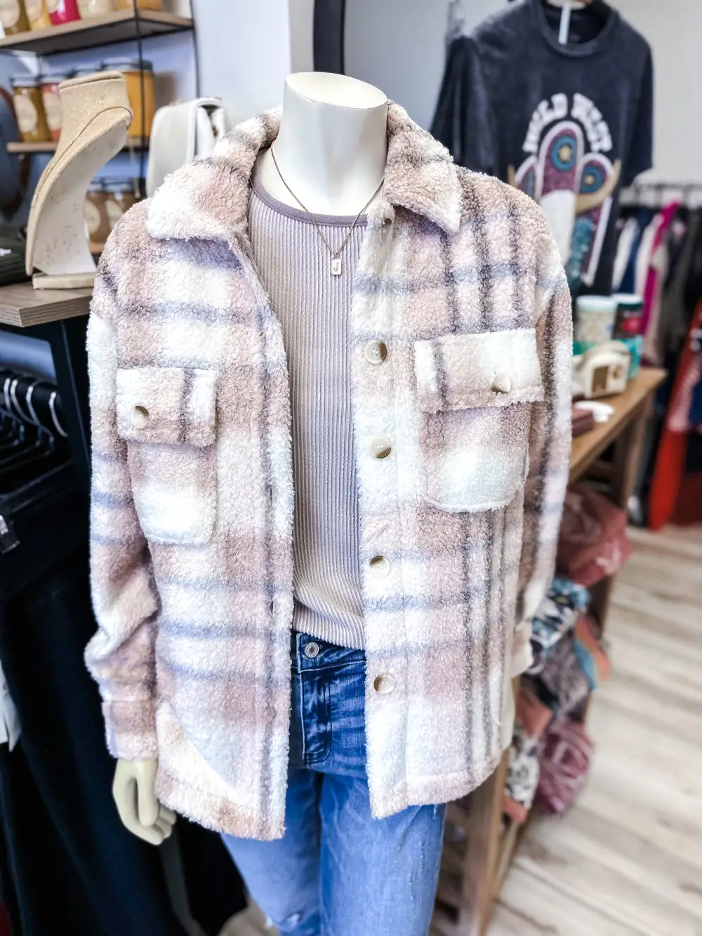 Sherpa Shacket With Chest Pockets