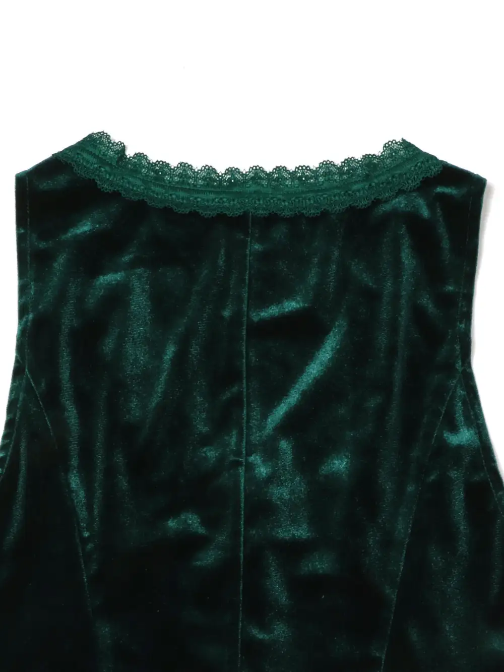 Velvet Lace Trim Button-Down Vest