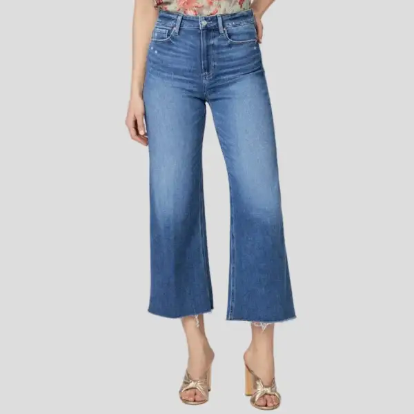 Polished Wide-Leg Ankle-Length High-Waist Women's Jeans