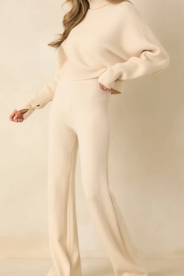 Wide Leg Polished Path Knit Wide Leg Pants