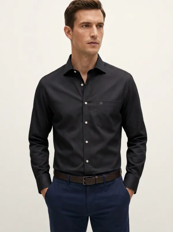 Men's Non-Iron Cotton Light Blue Solid Long Sleeve Shirt
