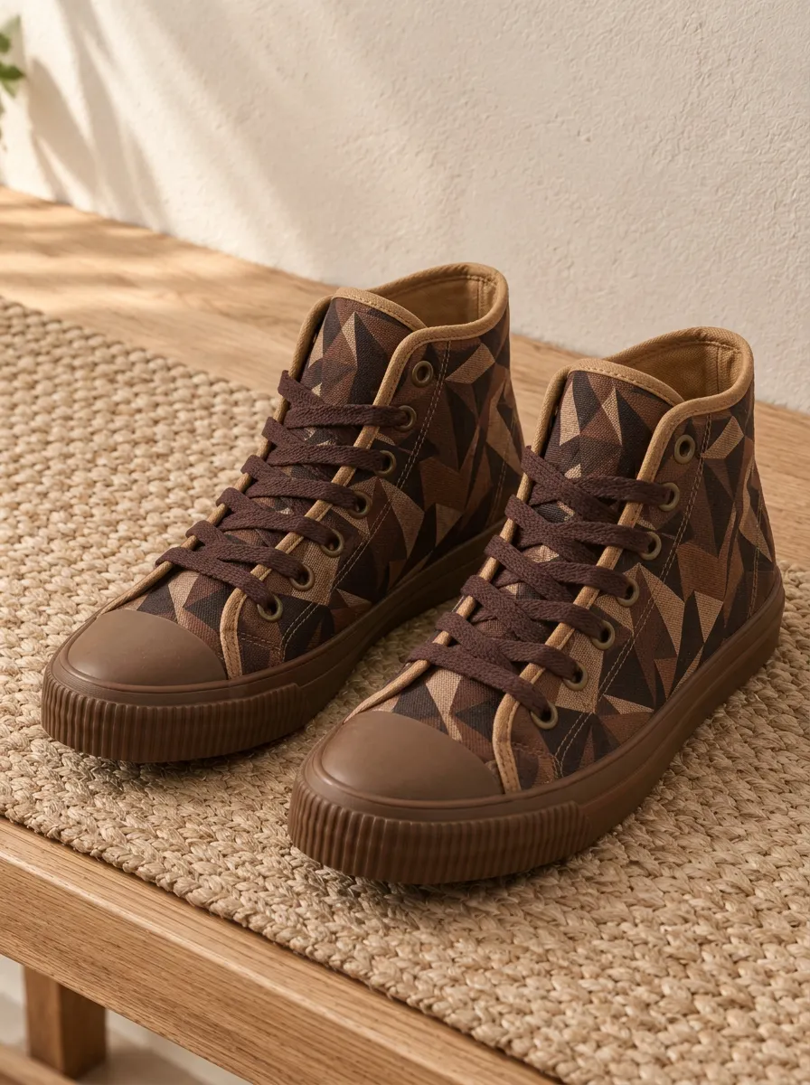 Men's Refined Geometric Pattern Patterned Canvas Shoes